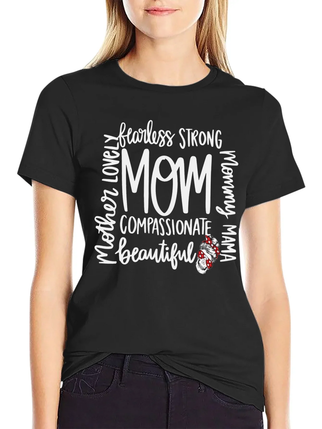 Fearless Strong Mom Graphic Tee - Black