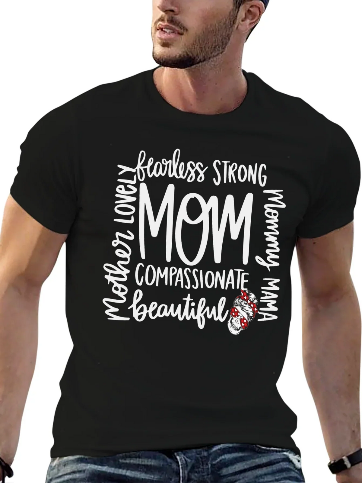 Fearless Strong Mom Graphic Tee - Black