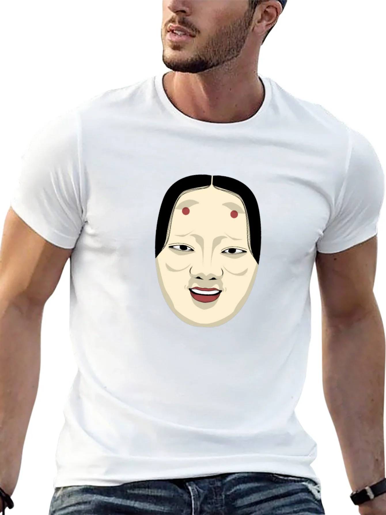 Kabuki Mask Graphic Tee - Unique Japanese Art Shirt