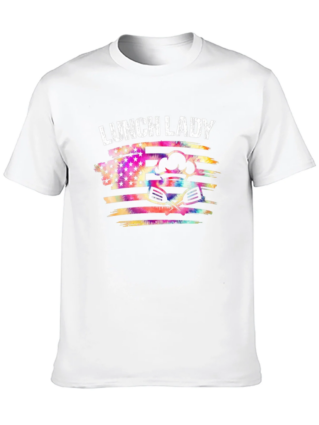 Lunch Lady Tie Dye American Flag Graphic T-Shirt