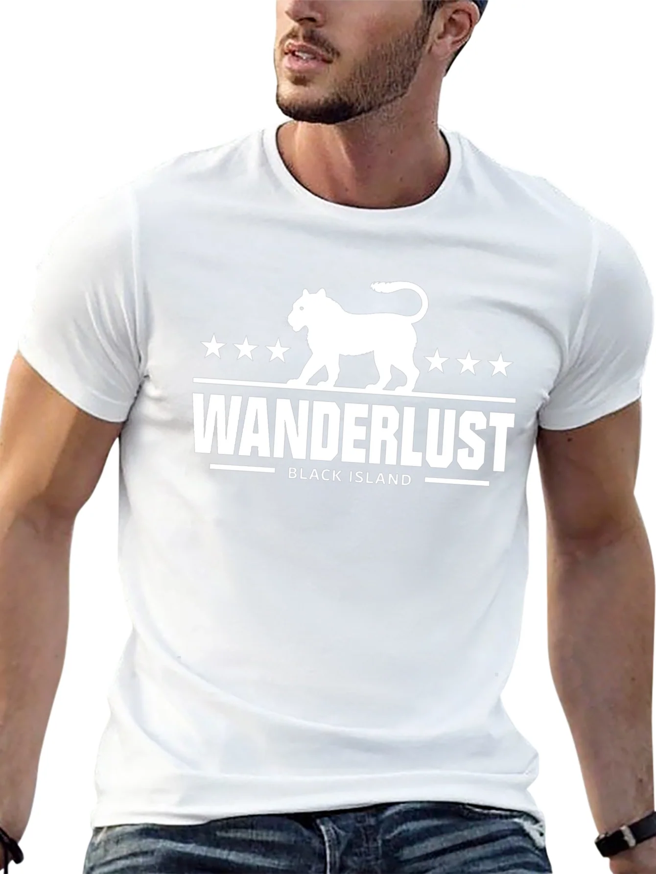 Wanderlust Black Island Graphic Tee - Stylish Travel T-Shirt