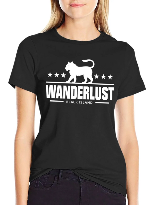Wanderlust Black Island Graphic Tee - Stylish Travel T-Shirt