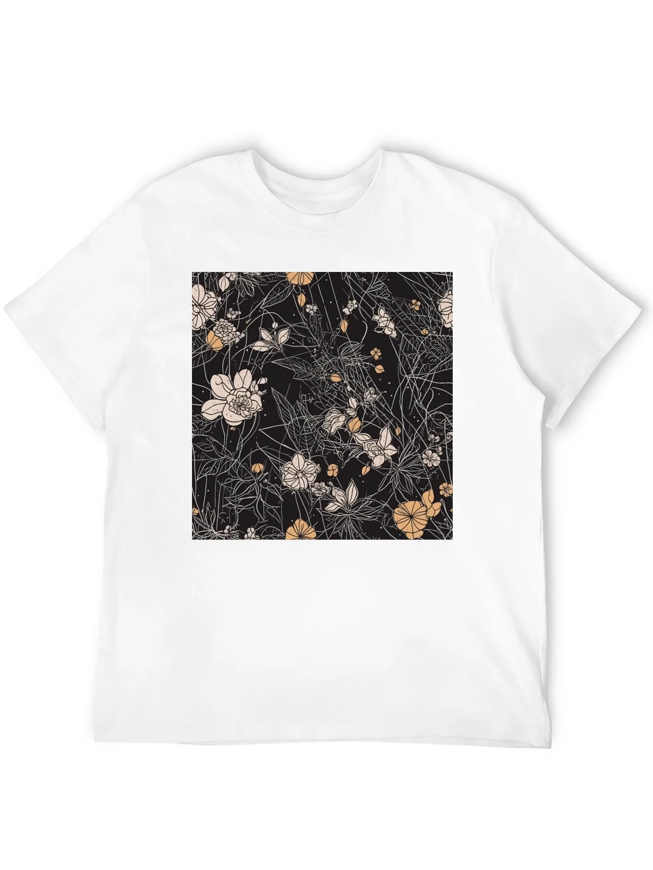 Floral Print Black T-Shirt - Stylish Casual Wear