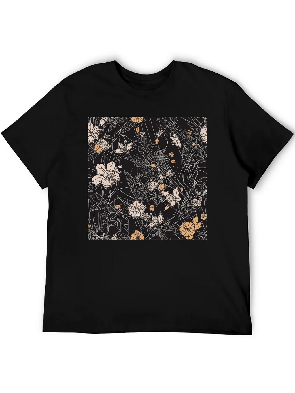 Floral Print Black T-Shirt - Stylish Casual Wear
