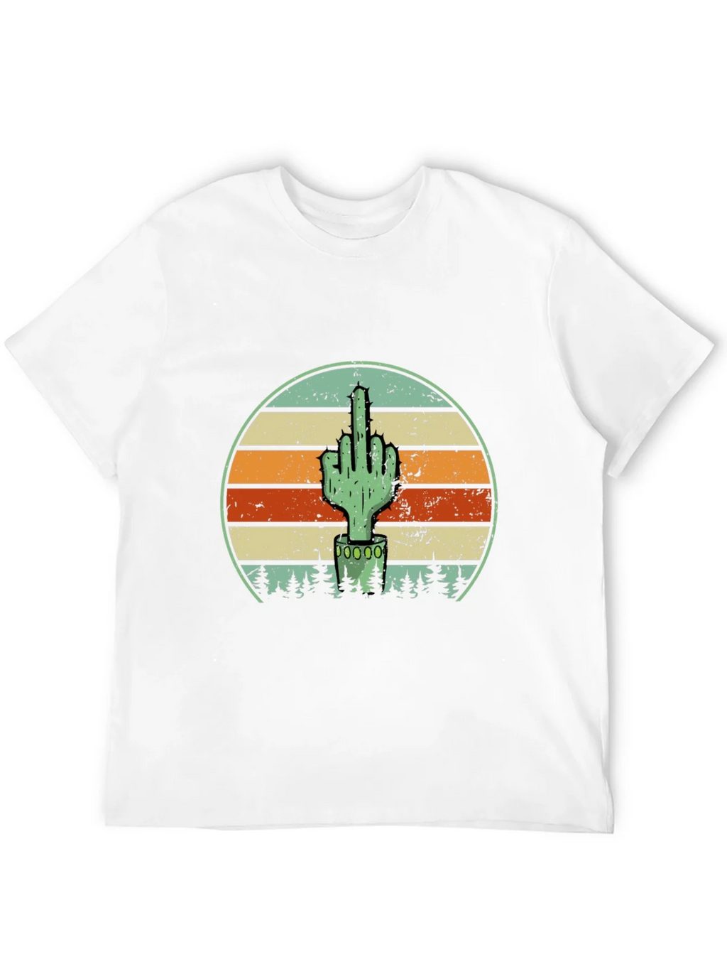 Cactus Middle Finger Graphic Tee - Novelty T-Shirt