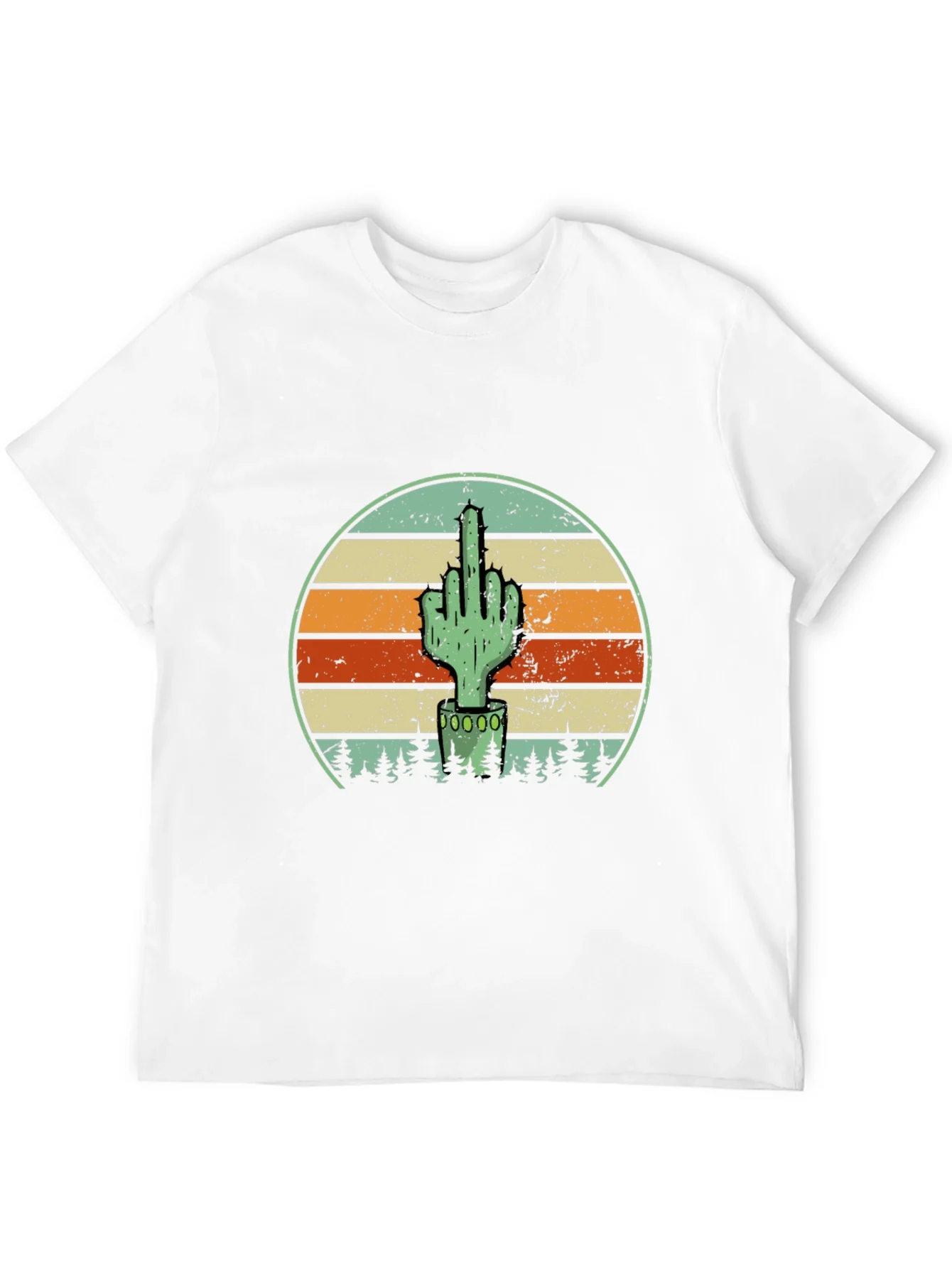 Cactus Middle Finger Graphic Tee - Novelty T-Shirt