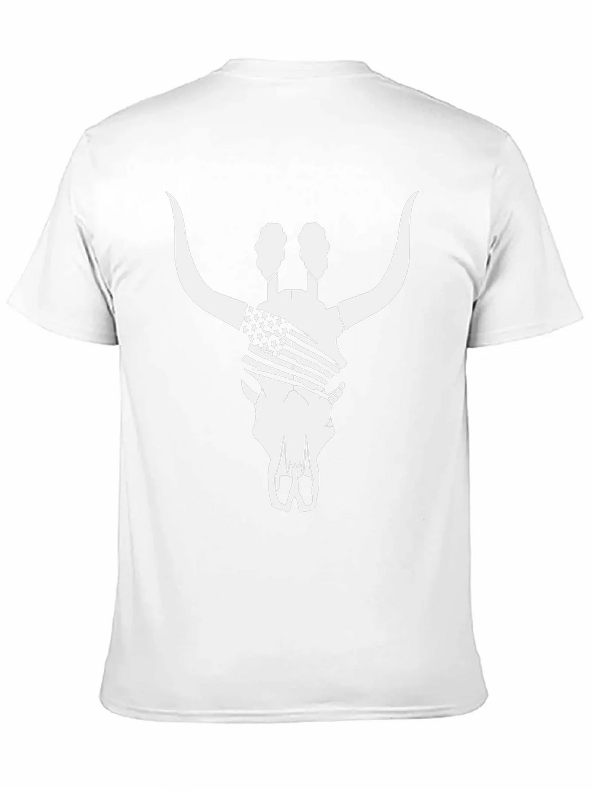 American Flag Bull Skull T-Shirt - Black