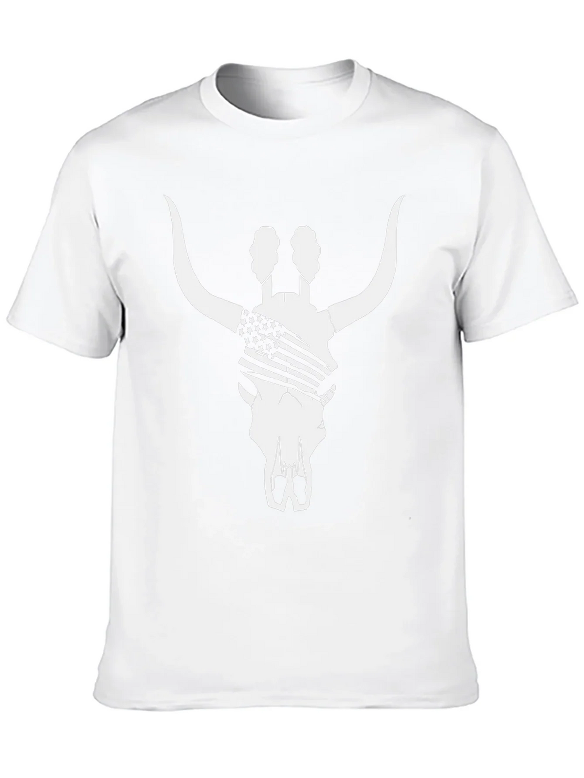 American Flag Bull Skull T-Shirt - Black