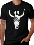 American Flag Bull Skull T-Shirt - Black