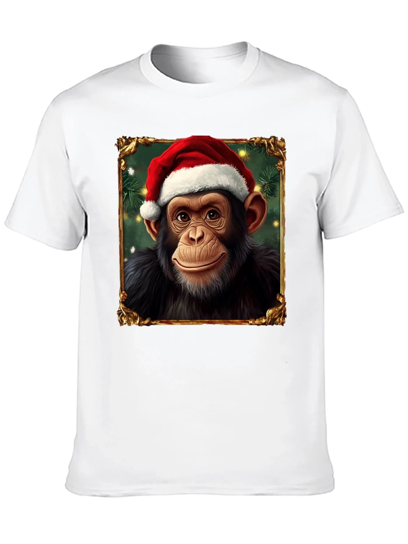 Christmas Chimpanzee Portrait T-Shirt