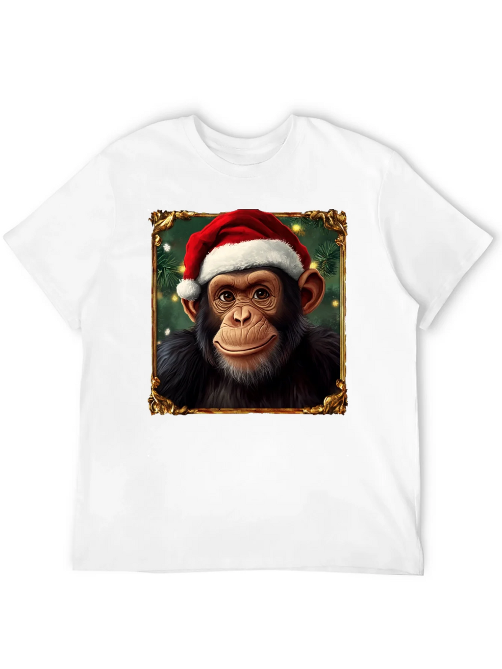 Christmas Chimpanzee Portrait T-Shirt