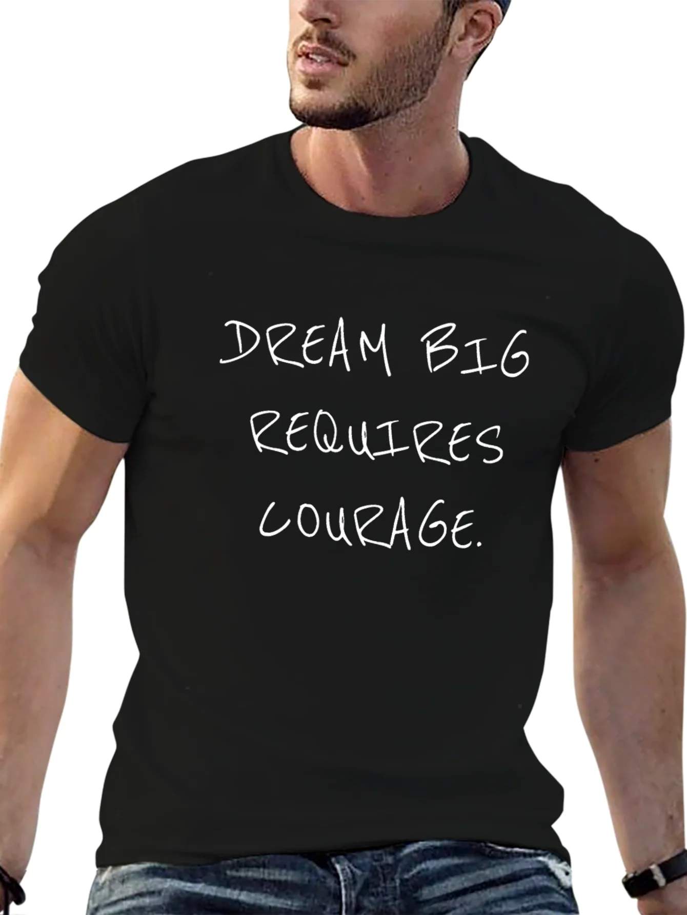 Dream Big Graphic Tee - Black Cotton T-Shirt