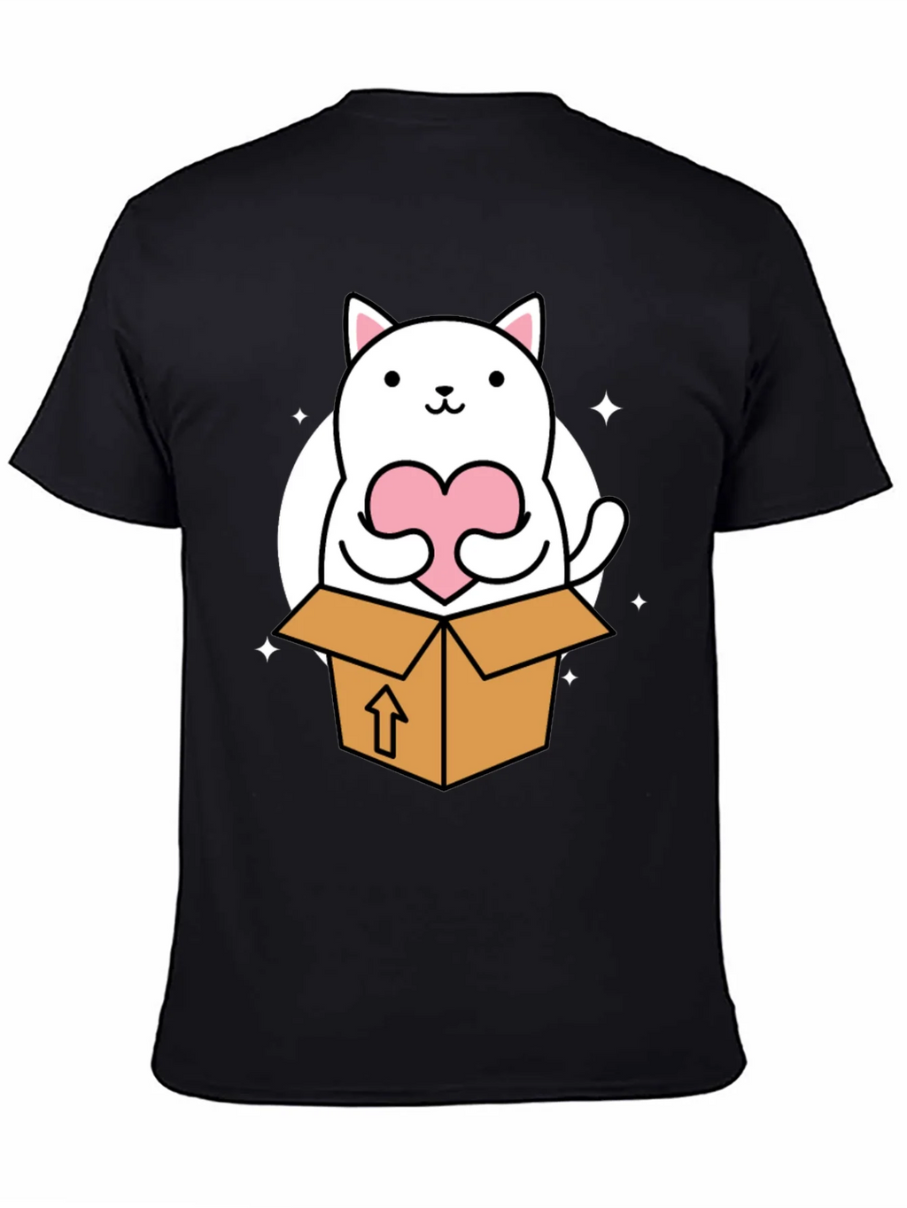 Cute Cat in Box Holding Heart T-Shirt