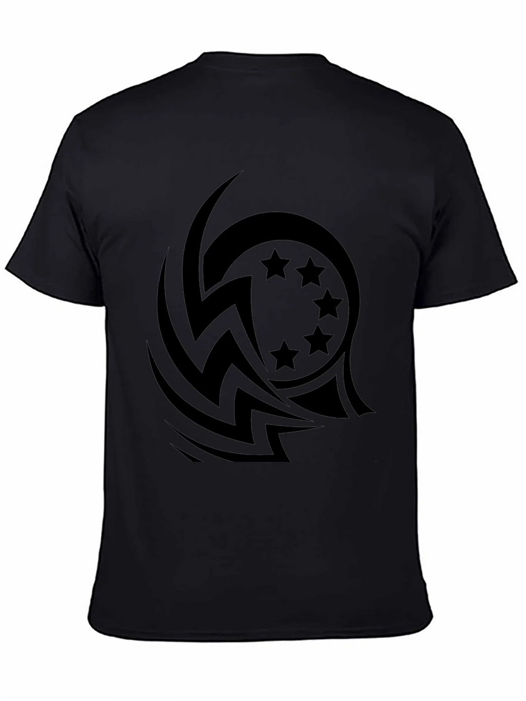 Stylish Black Tee with Tribal Star Design