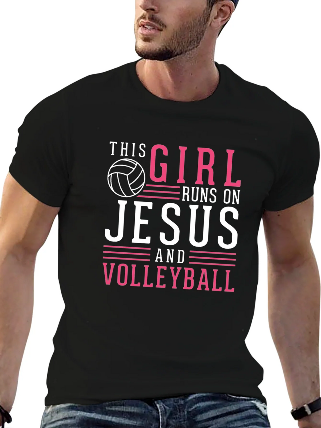 This Girl Runs on Jesus and Volleyball T-Shirt