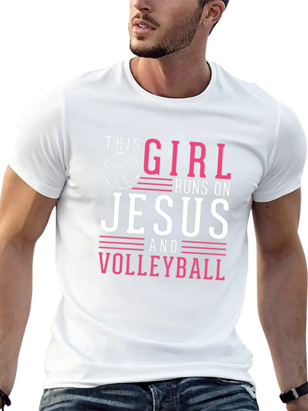 This Girl Runs on Jesus and Volleyball T-Shirt