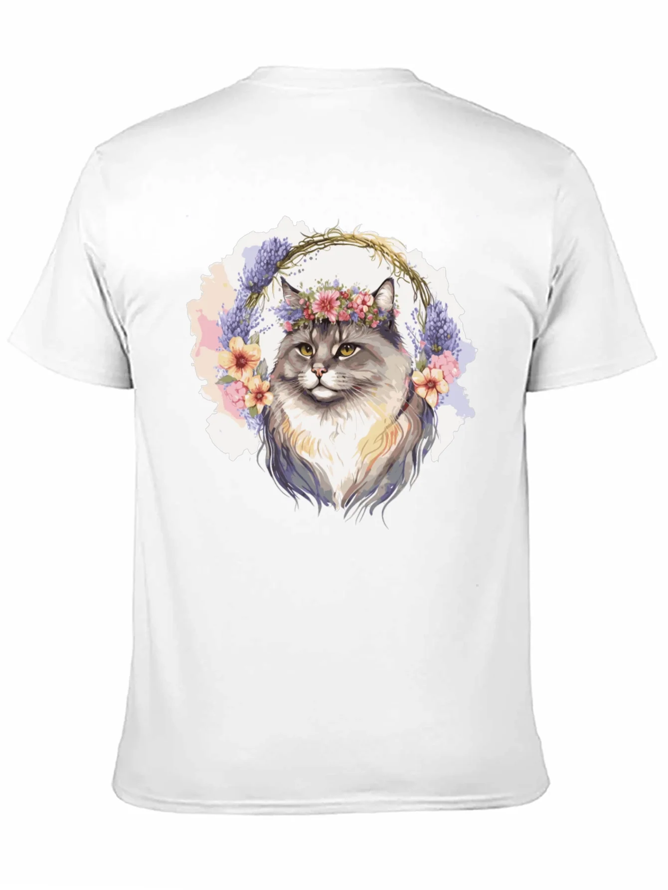 Floral Crown Cat T-Shirt - Unisex Black Tee