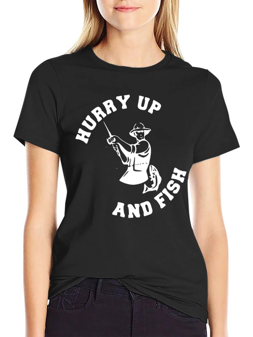 Hurry Up and Fish Mens Graphic T-Shirt