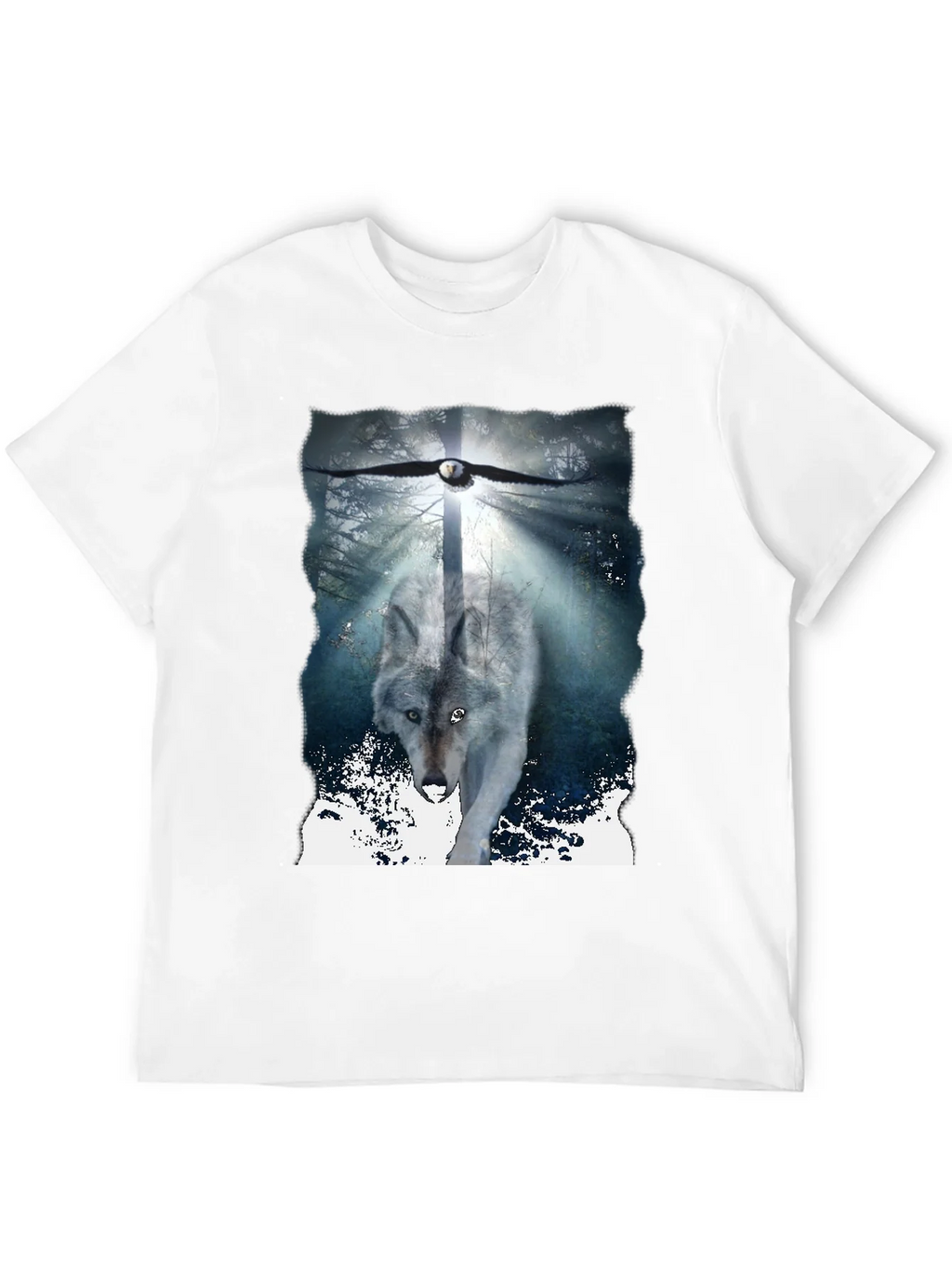 Wolf & Eagle Graphic Tee - Black Cotton Blend
