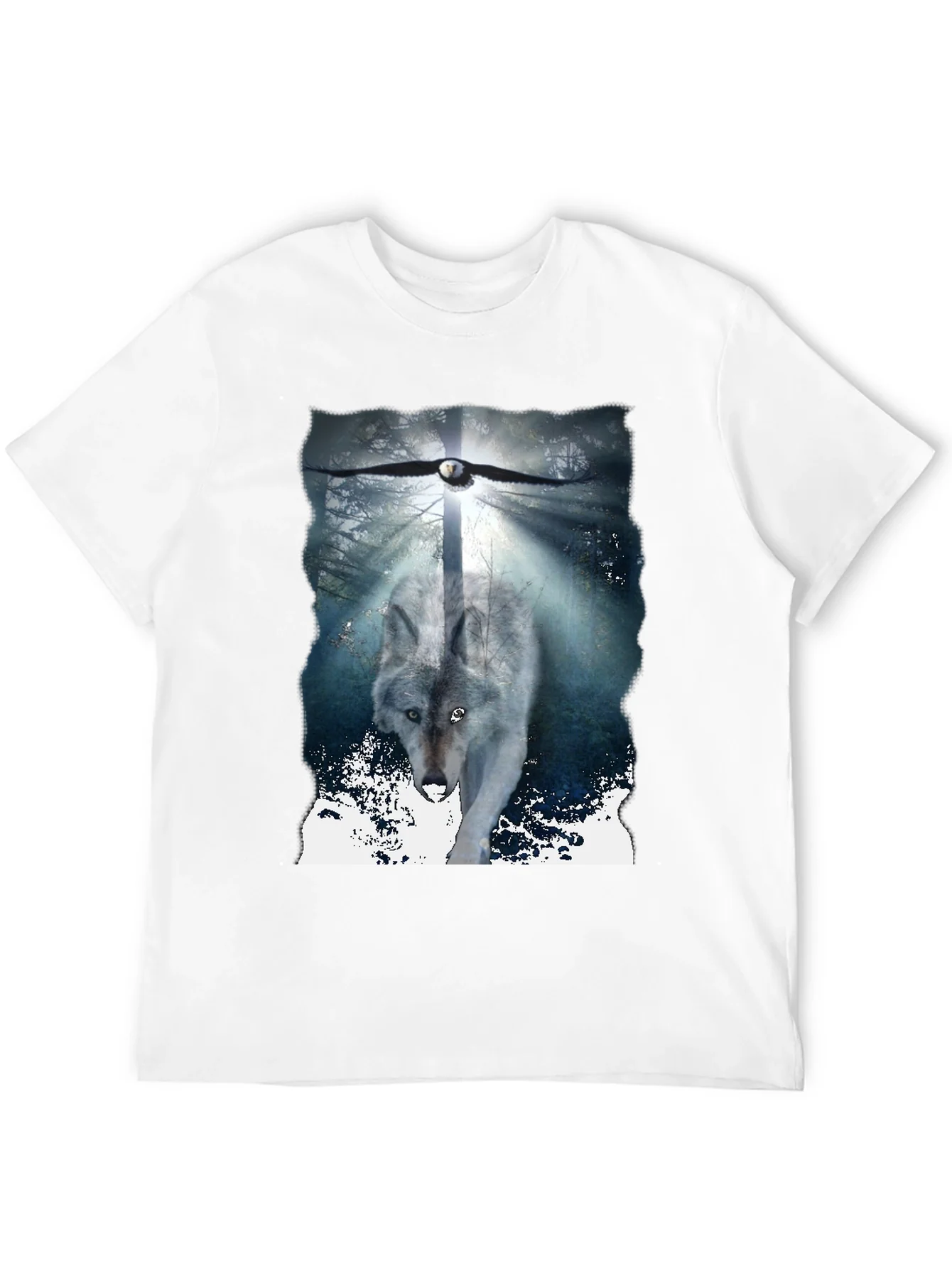 Wolf & Eagle Graphic Tee - Black Cotton Blend