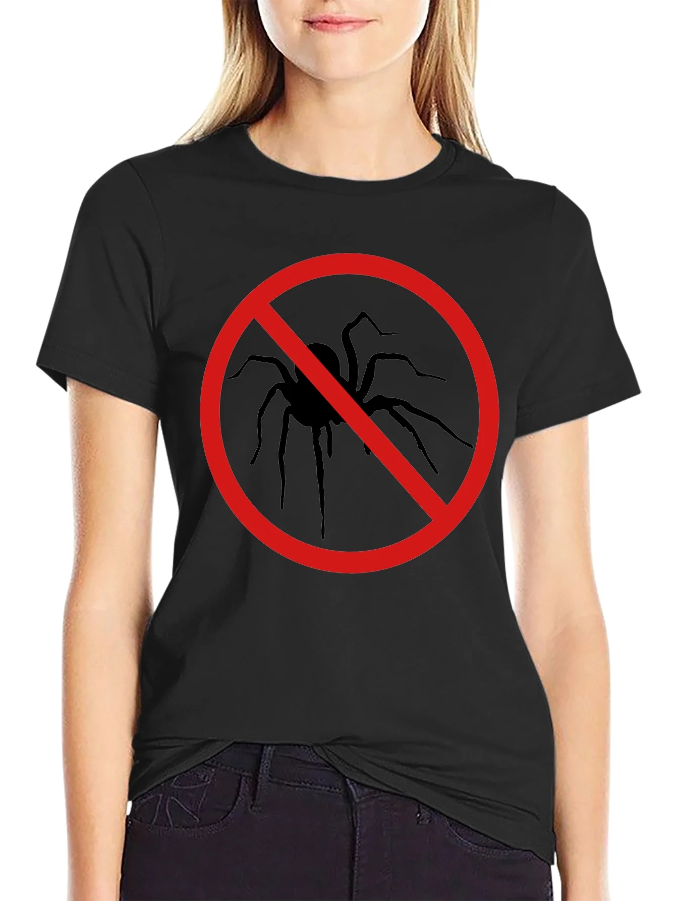 No Spiders Black T-Shirt - Insect Repellent Humor Tee