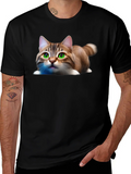 Cute Cat Graphic Tee - Soft Cotton Blend Shirt
