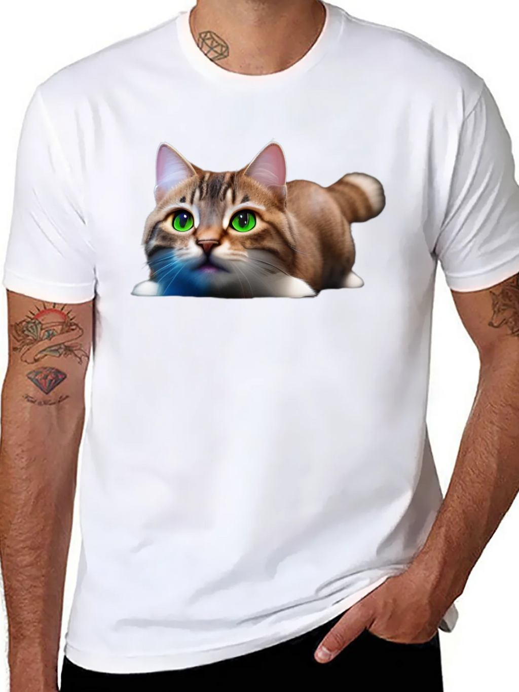 Cute Cat Graphic Tee - Soft Cotton Blend Shirt